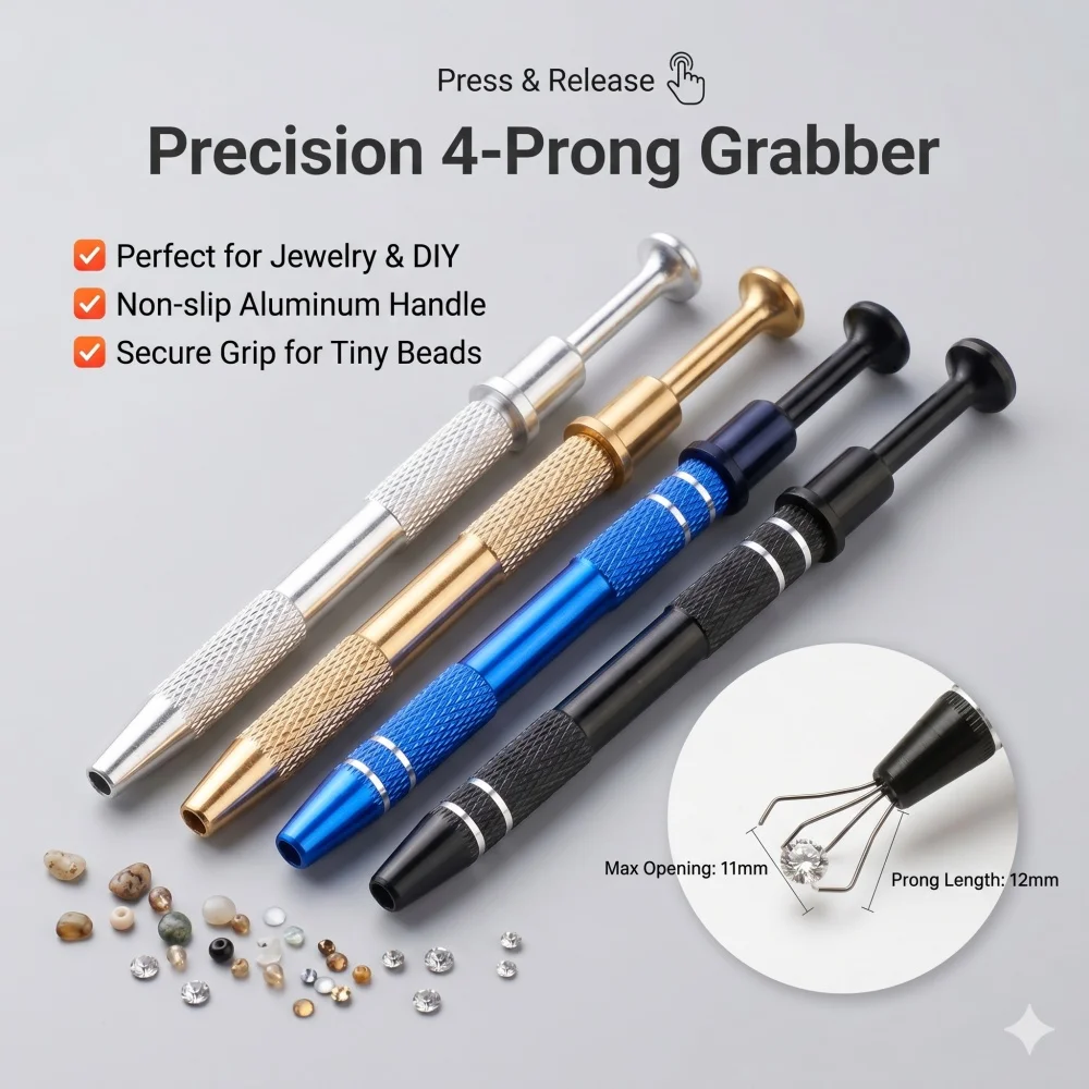 Professional 4 Claws Tweezers IC Extractor Jewelry Tweezers Precision Parts Clamp Tweezers Electronic Component Pick Up Puller