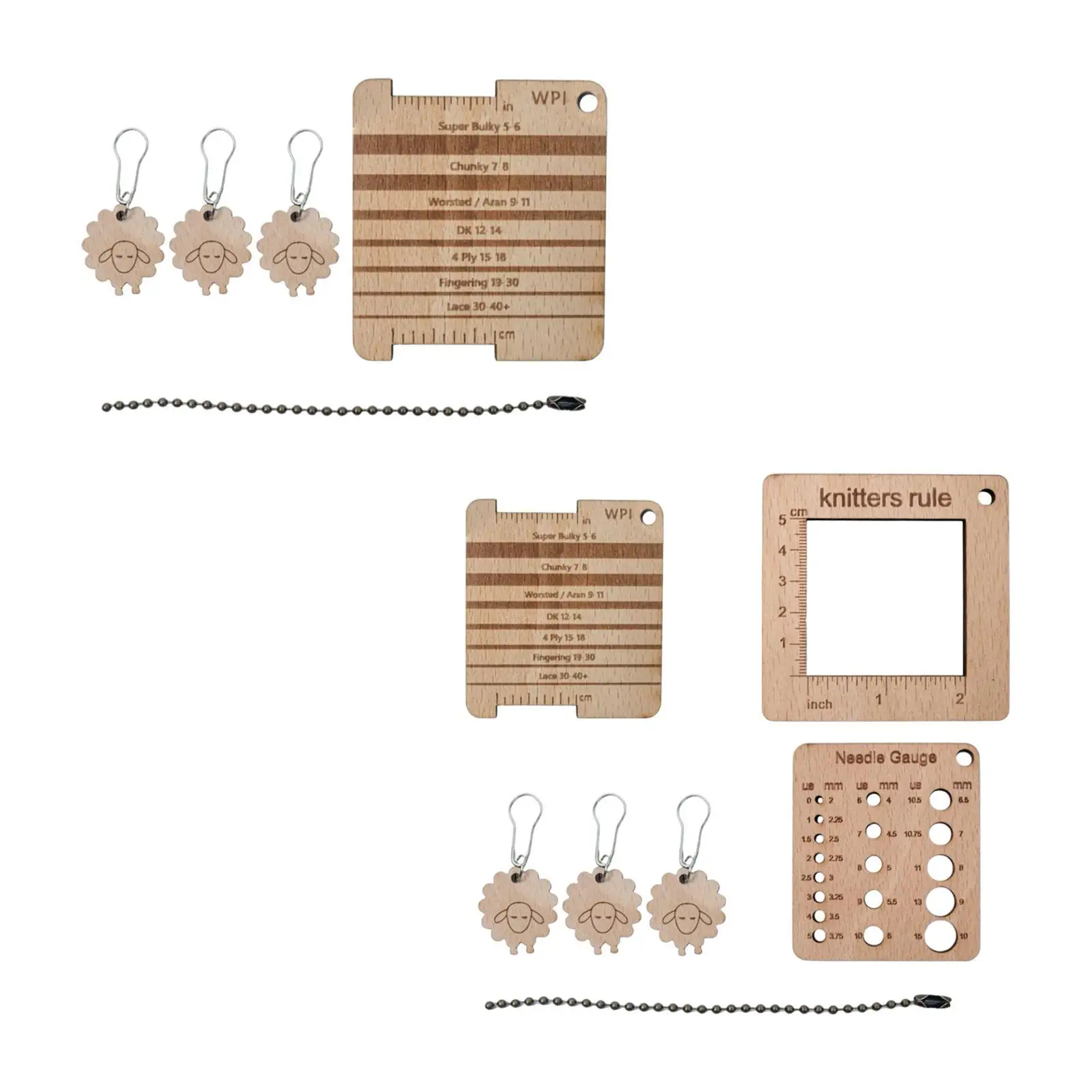 Knitting Gauge Ruler Set DIY Craft Multipurpose Compact for Sweater Knitting Creative 3Pcs Stitch Marker Beginner Designers