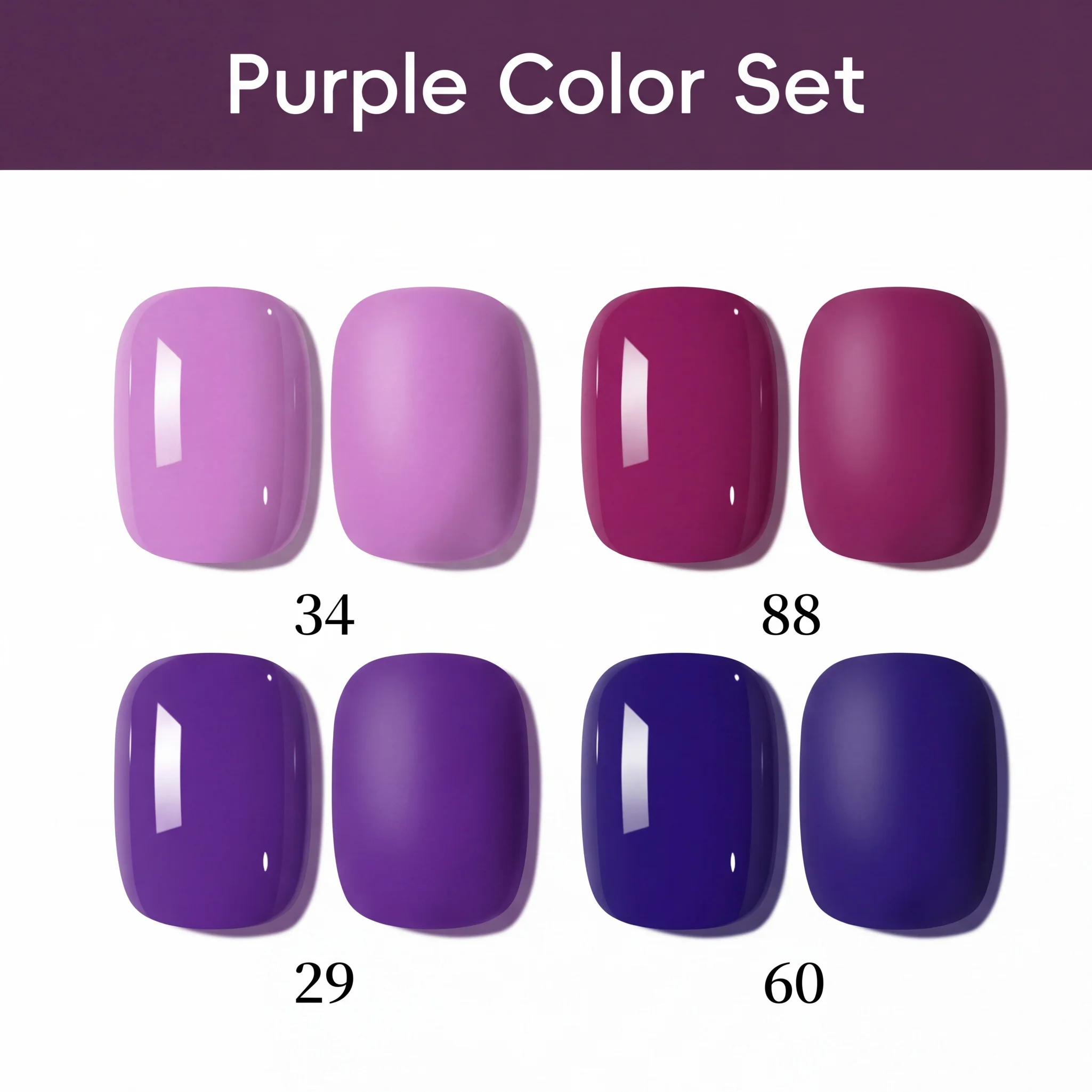 Hassleless 4Pcs Purple Tone Solid Color Nail Polish Gel Set Removable Uv Nail Polish Gel Taro Purple Deep Purple Plum Purple Nail Salon DIY Nail Polish Gel