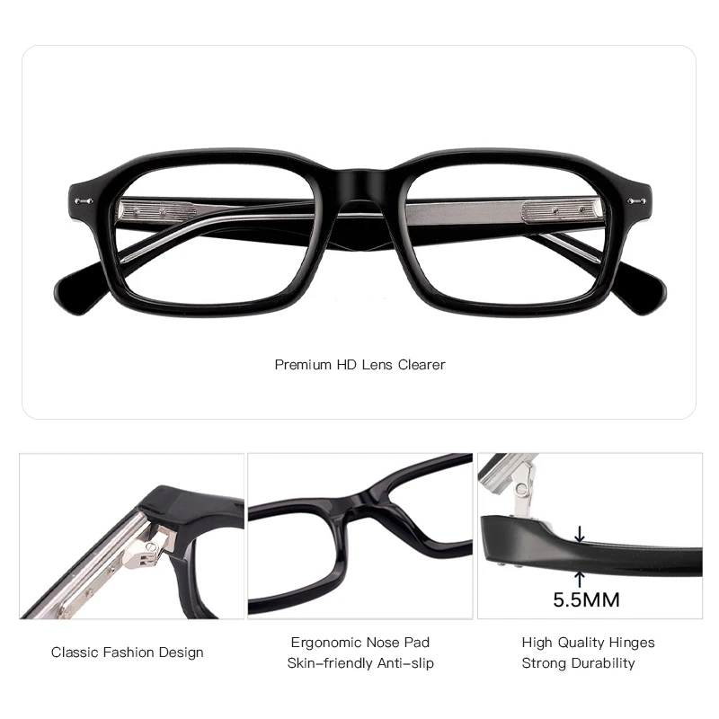 BLUEMOKY 人気のアセテート処方メガネトレンドスクエア累進眼鏡ユニセックス抗ブルーレイフォトクロミック眼鏡