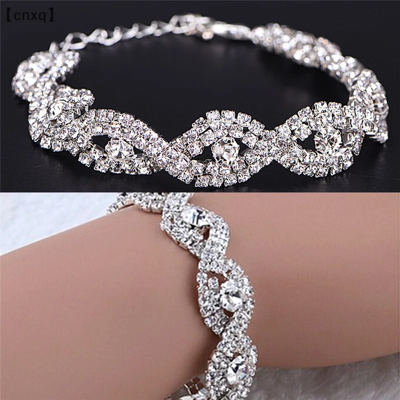 [XQ23] Elegant Deluxe Austrian Crystal Bracelet Women Infinity Rhinestone Bangle Gift