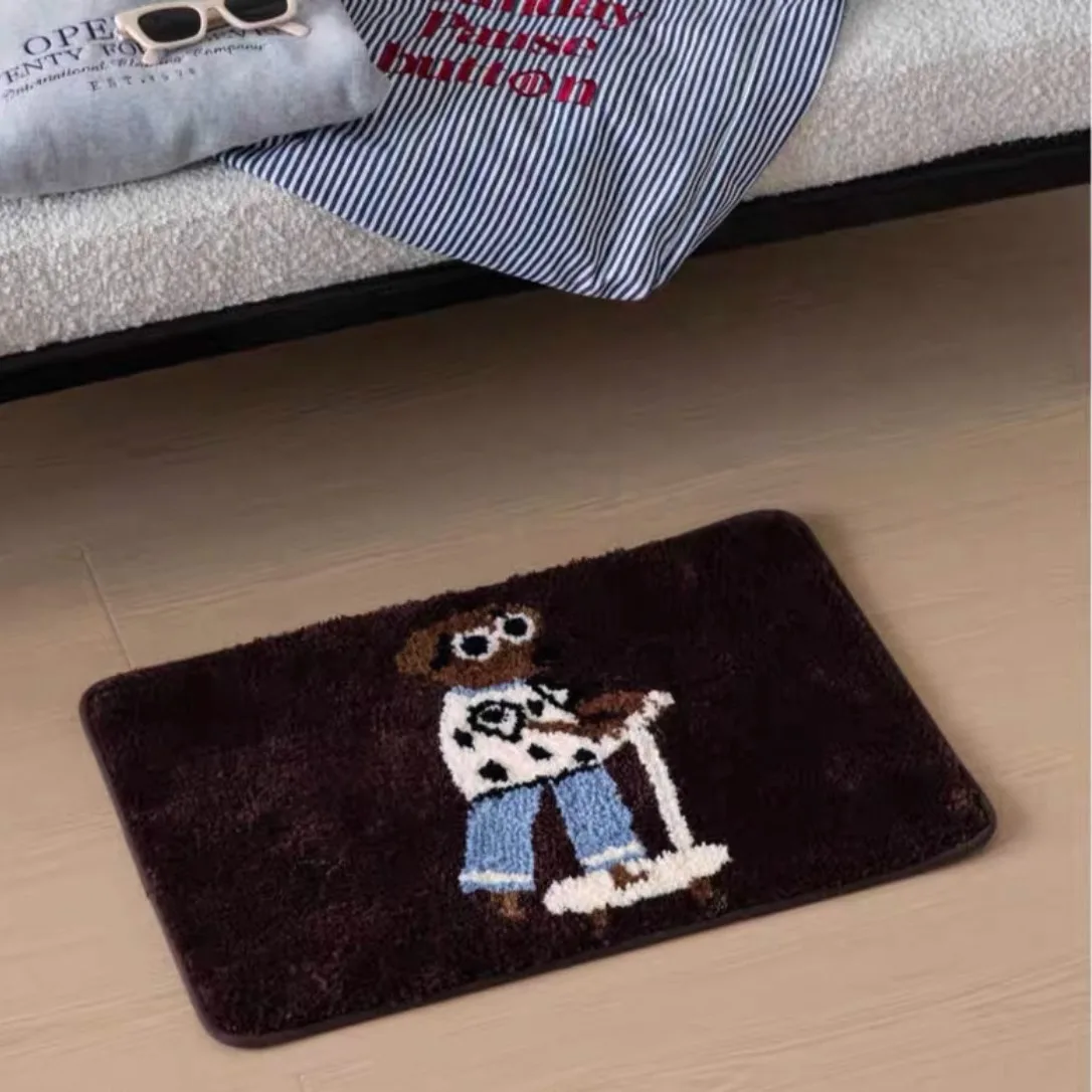 VIKAMA Playful Puppy Print Bathroom Carpet, Non-Slip Floor Mat for Bath And Living Room Decor, Cute Dog Theme Home Decor Accent view 6