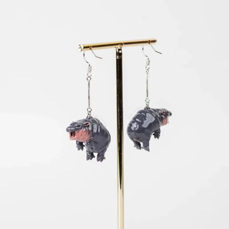 New TK Pygmy Hippo Earrings Resin jewelry for women