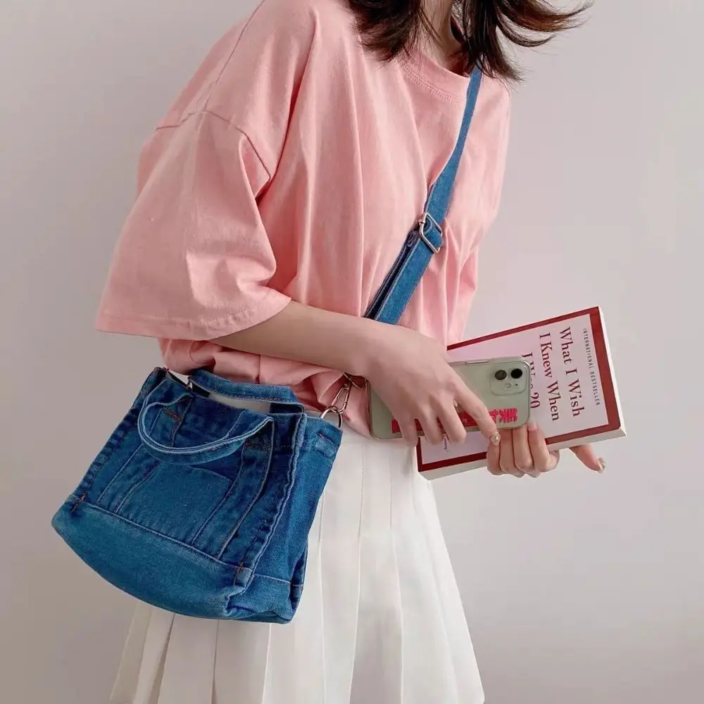 Borsa a tracolla in Denim a spalla singola carina borsa a tracolla in tela estiva in stile coreano Casual per ragazze signore