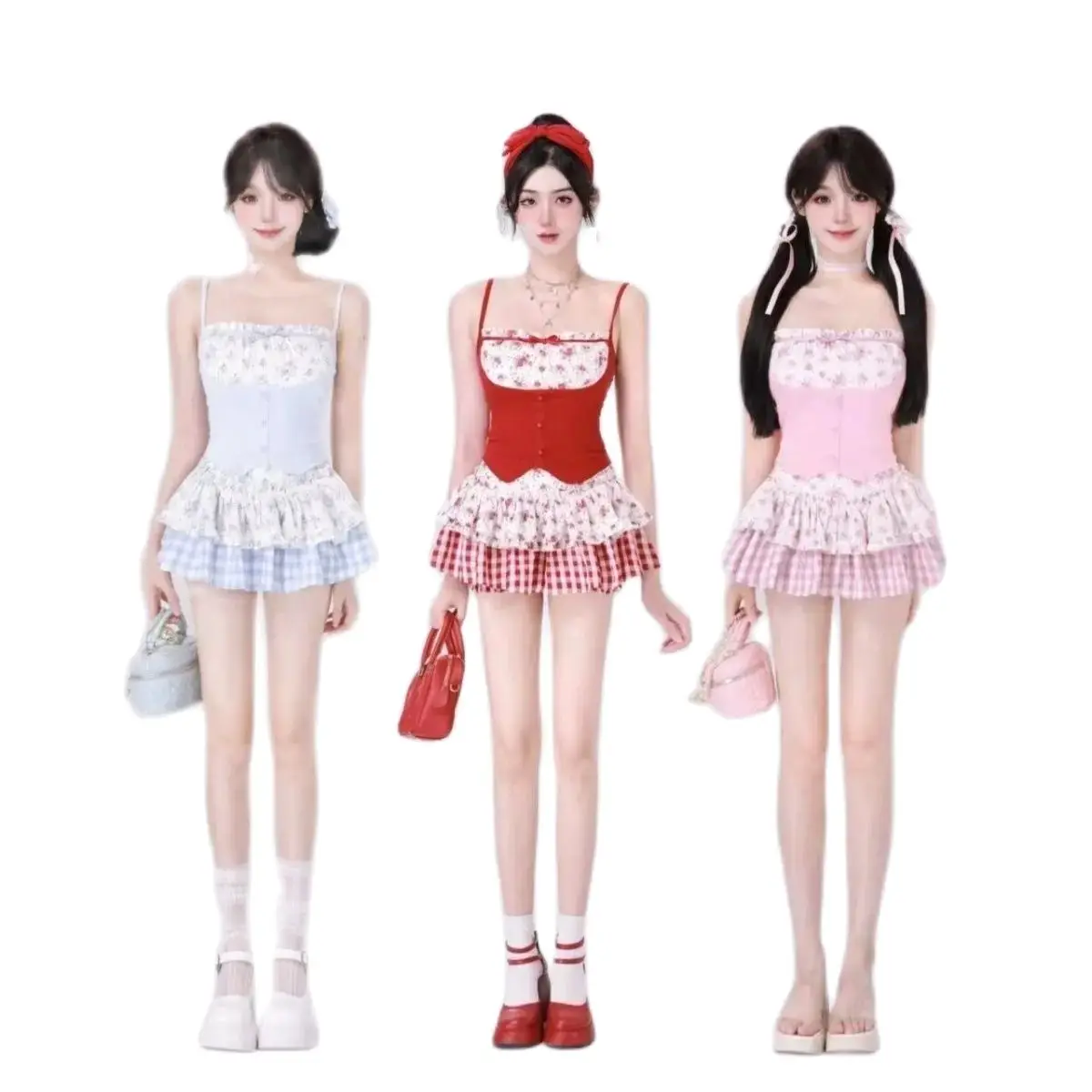 Japan top skirt Y2k Lace Skirt Women Kawaii Summer White High Waist Layered Ruffles Patchwork Cute Sexy Mini Skirt Soft Girl