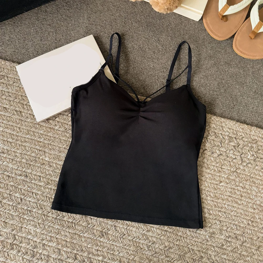 Roupa de menina quente retro camisola diária casual wear preto todos os jogos casual sutiã superior bustier tecido microelticidade