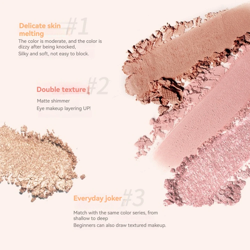 Paleta de resaltadores brillantes 4 en 1, hermosa sombra de ojos con brillo, brillo nacarado de larga duración, maquillaje bronceador iluminador