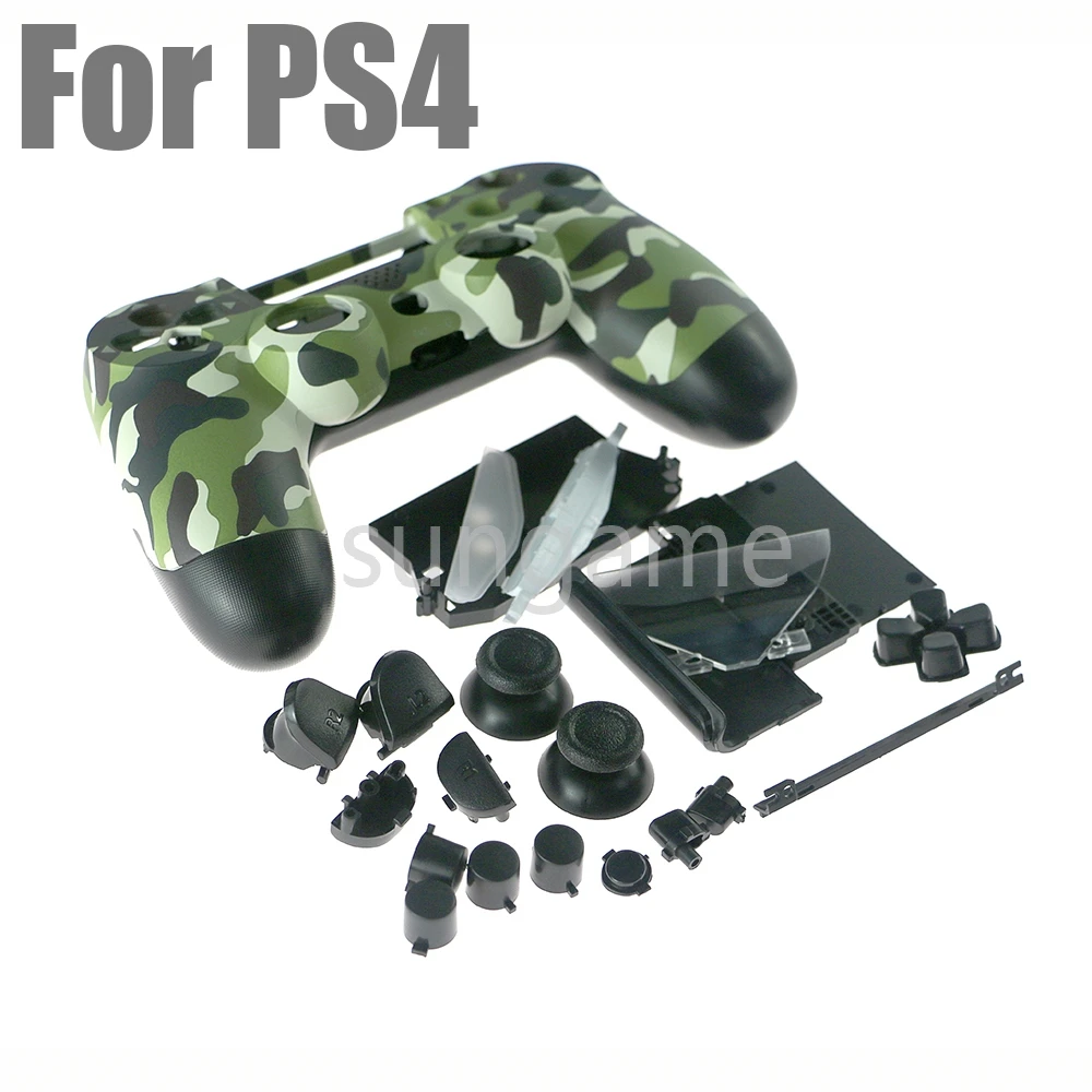 10sets For PS4 JDS-001/010 Controller Front Back Camouflage Housing Shell Case with Full Set Buttons Replacement Parts Joystick