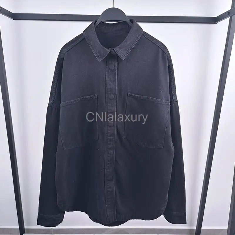 CNlaalxury 2023 Women Fashion With Pockets Oversized Denim Jacket Coat Vintage Long Sleeve Causal Autumn Loose Shirts JacketsTop