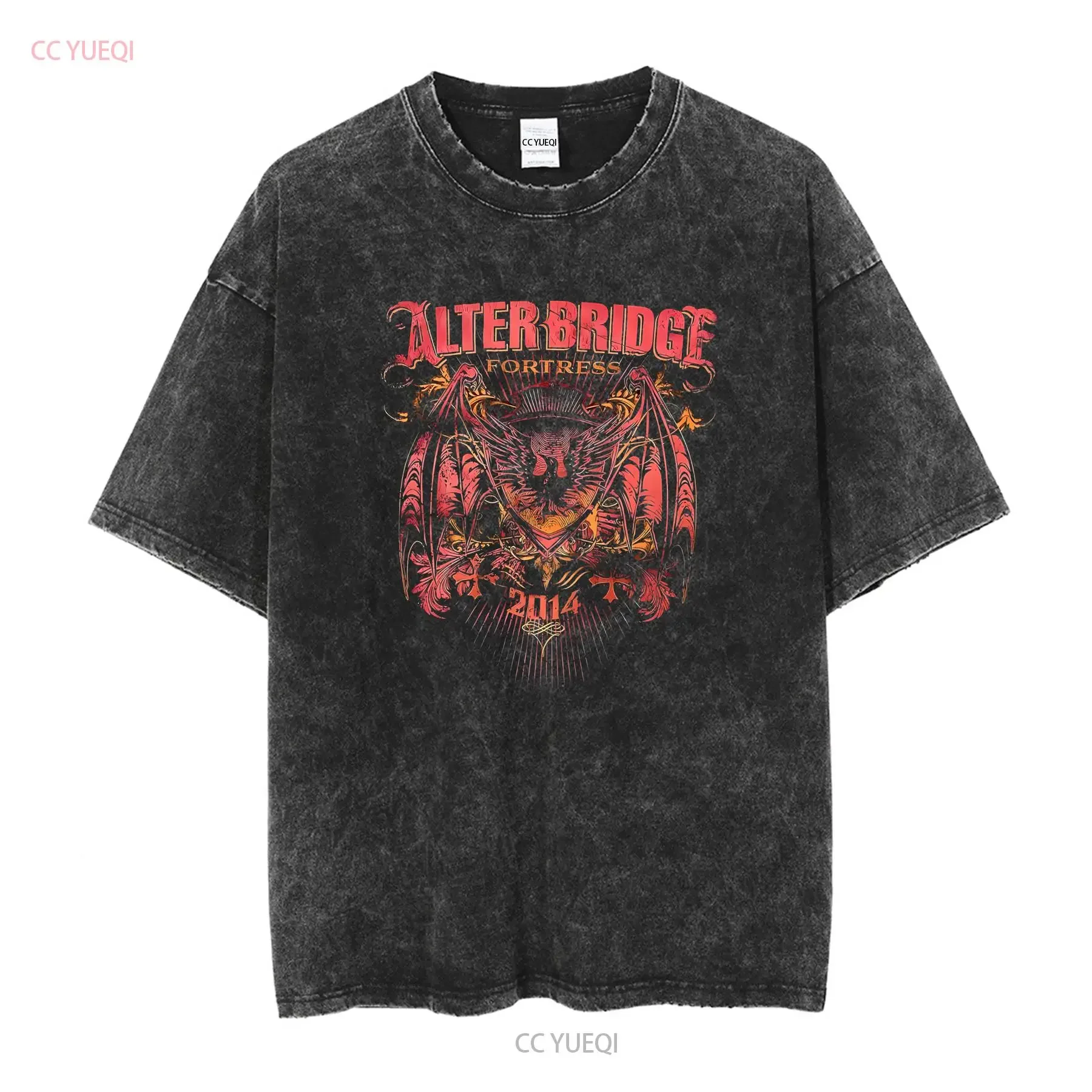 Alter Bridge 'Fortress Batwing Eagle' Black Womens Fitted T Shirt NEW vintage Washed Comfortable fashion graphic Soft Versatile