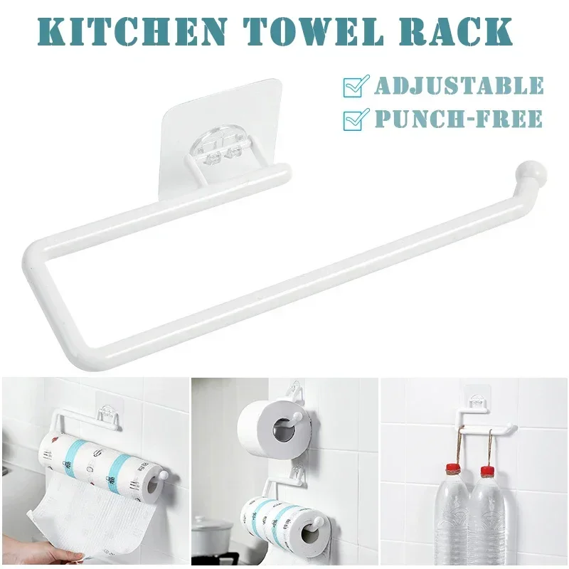 Kitchen Tissue Holder Hanging Toilet Roll Paper Holder Kitchen Paper Towel Rack Bathroom Cabinet Door Hook Holder Organizer