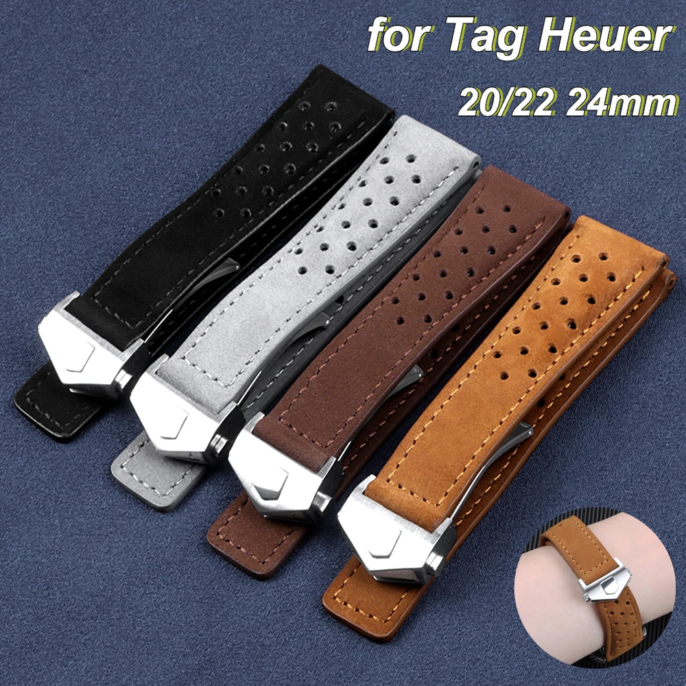 Watch Strap for TAG for HEUER CARERA AQUARACER 20mm 22mm 24mm Genuine Cowhide Leather Soft Bands Universal Wristbelt Bracelets