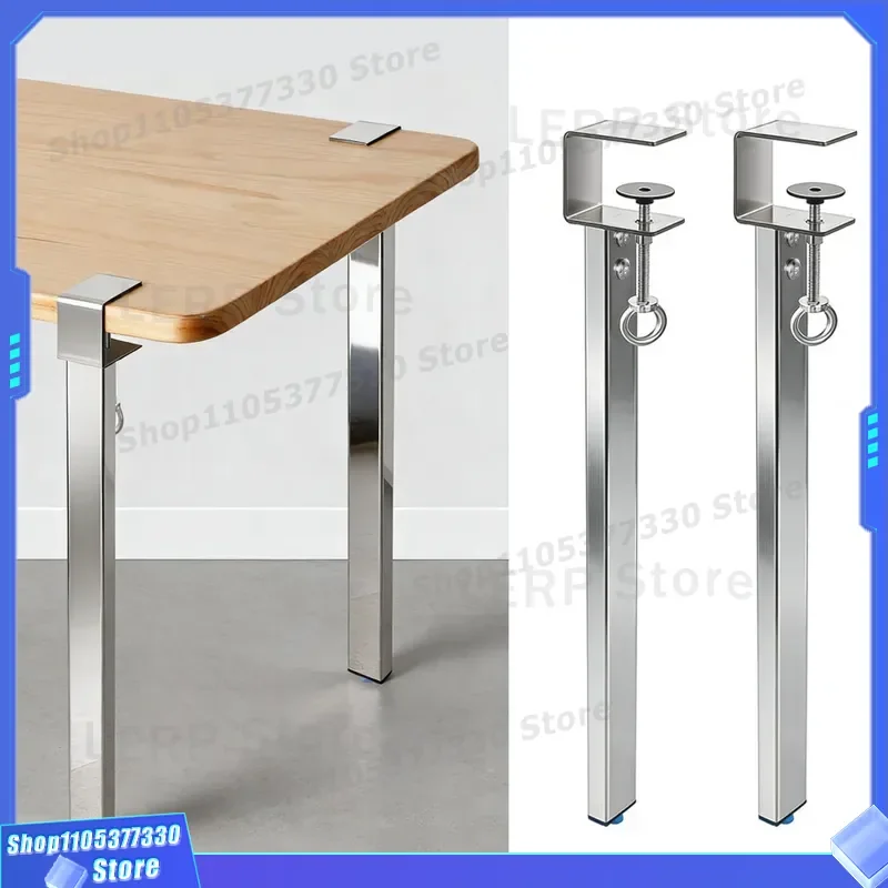 Stainless Steel Table Leg Bracket F Clip Removable Non Punching Foot for Coffee Desk Tea Table Frame Support Cross Border
