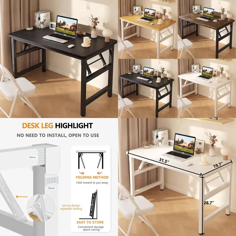 Compact Black Square Folding Table for Small Spaces with No Assembly Required