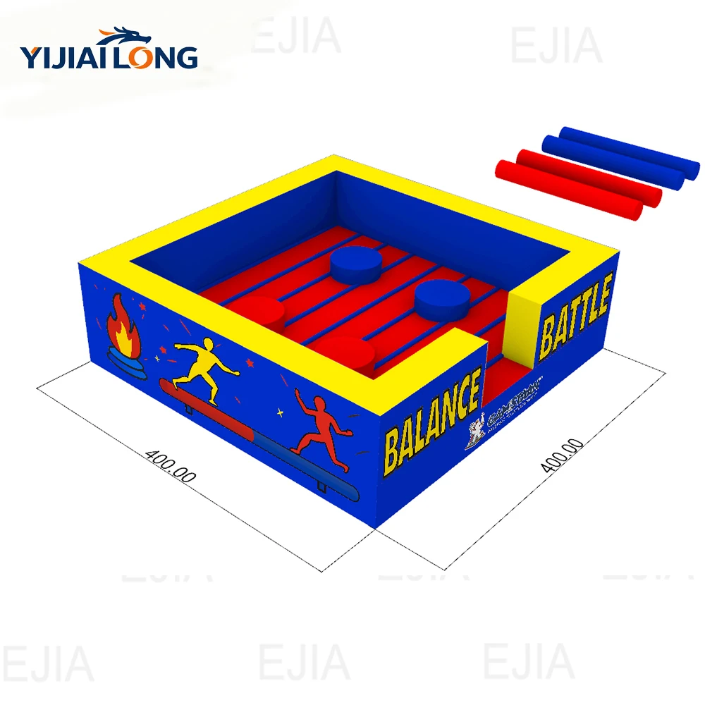 2  Person  Commercial 13x13ft Inflatable Jousting Ring, Premium Gladiator Joust Arena for Halloween, Christmas, School & Team Building, Complete Inflatable Interactive Sport Game Set