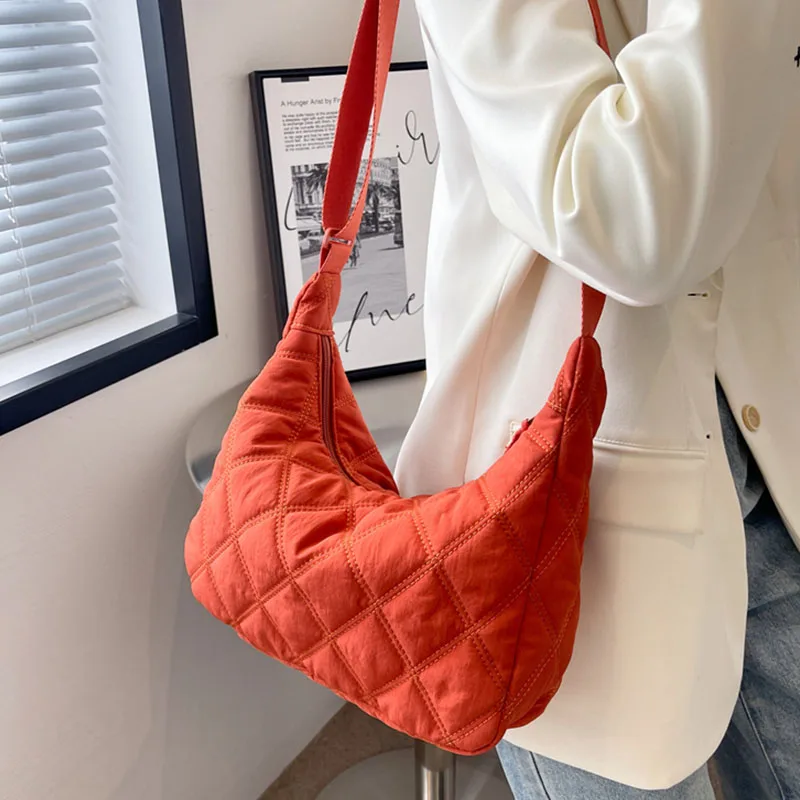 Bolsa de ombro única de algodão de grande capacidade para mulheres, bolsa feminina, bolsas femininas para outono e inverno, 2023