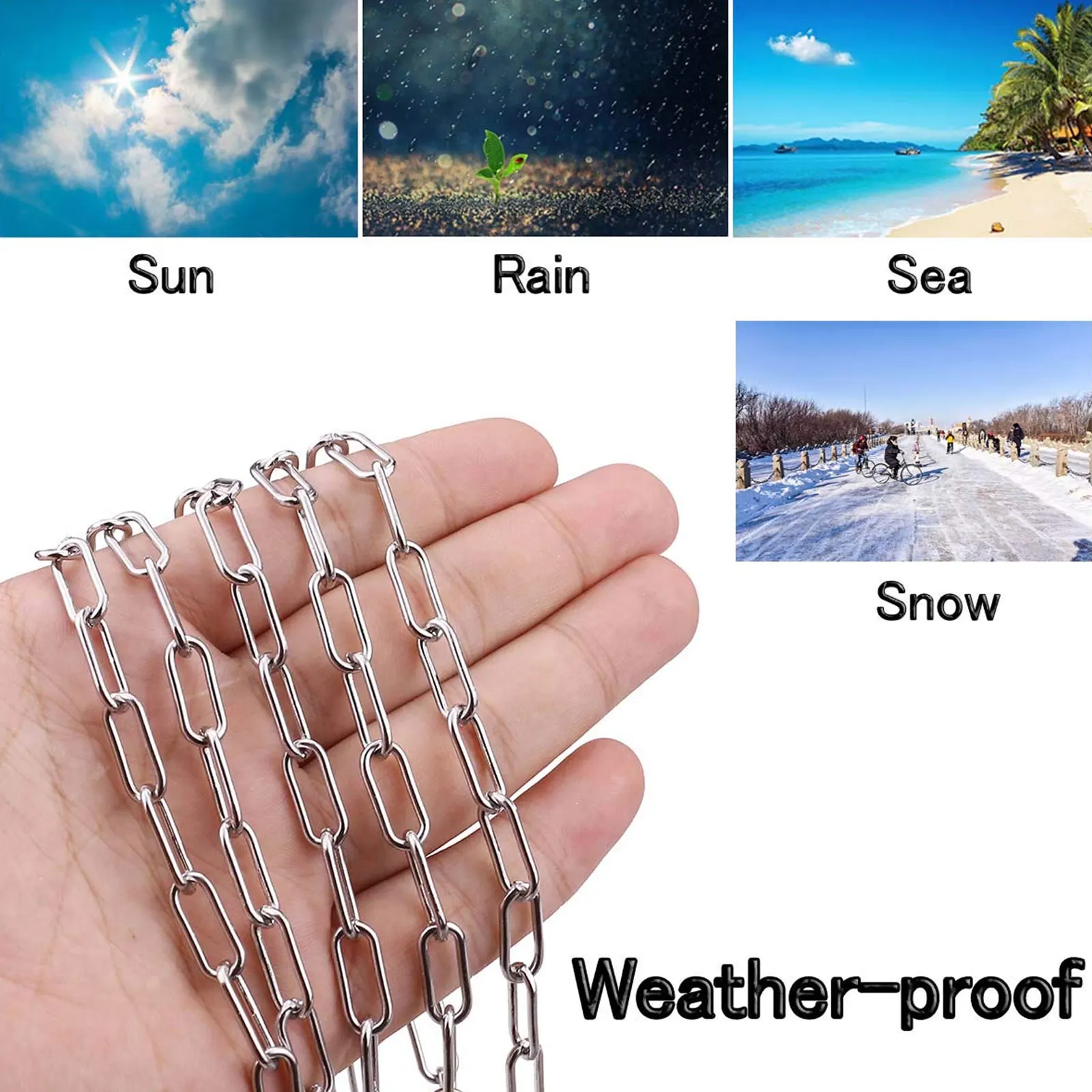 

1pc 3 Meters Stainless Steel Chain 304 Rust Proof Long Ring Chain For Outdoor Home Decor Hanging Light Chains