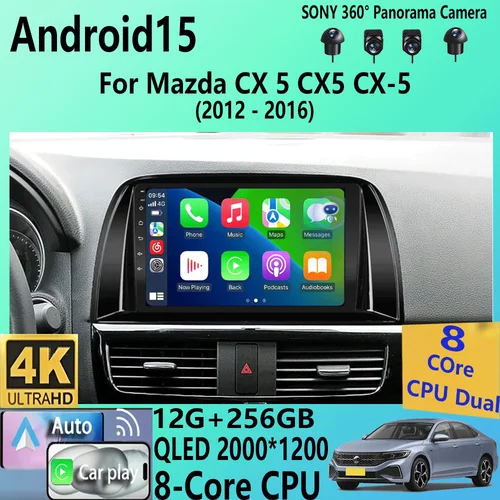 Imagen 1 del producto Android 15 carplay para Mazda CX 5 CX5 CX-5 2012 - 2016 reproductor de vídeo Radio de coche navegación Multimedia unidad principal Carplay 2din