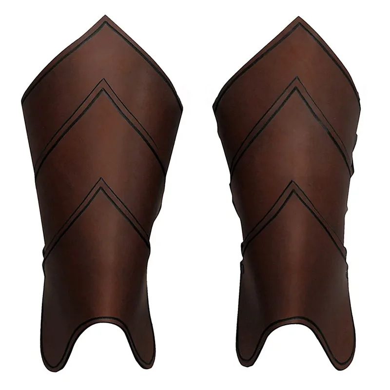 Middeleeuwse Larp Leren Been Pantser Gothic Greaves Gaiter Viking Knight Cosplay Kit Kostuum Rider Schoen Laars Cover Half Chaps Voor Mannen