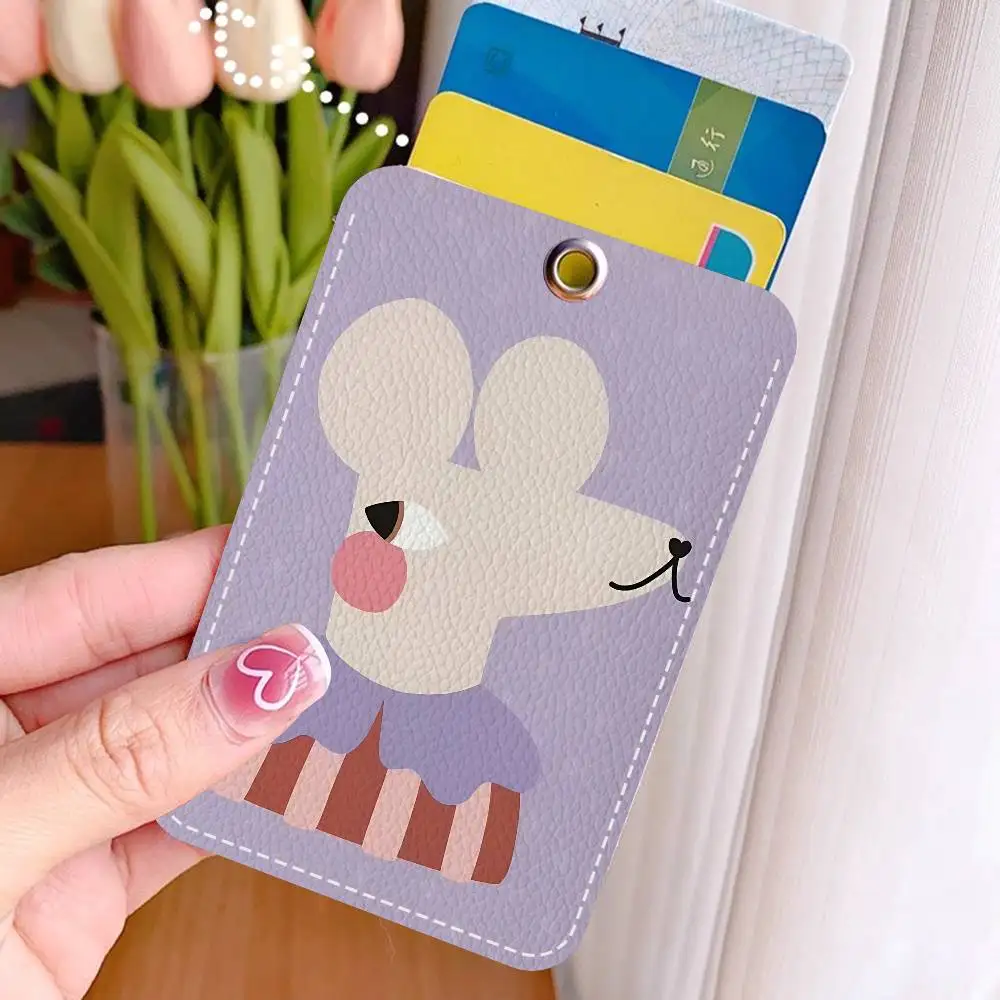 Cute Cat Fox Dog Horse Bunny Red Card Holder Suitable for Bank Business Work Card Holder Credit ID Card Badge Bag Holder