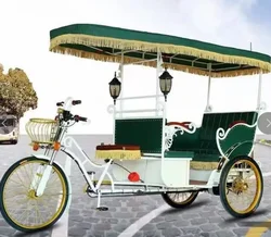 Retro 3 Wheels Taxi Bike Pedicab Rickshaw For 4 Passengers