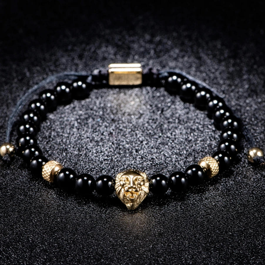 New Trend Lion's head Accessories Handmade Men's Crown Yoga Bracelet For Men/Women Braiding Macrame Bracelets Pulseras homme