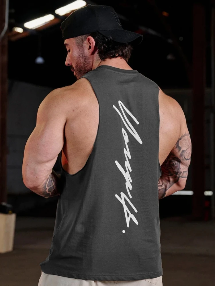 

Mens Gym Tank top Mens Fitness Sleeveless Shirt Male Cotton Breathable Fitness Sports Vest Undershirt Gyms Running Vest Men