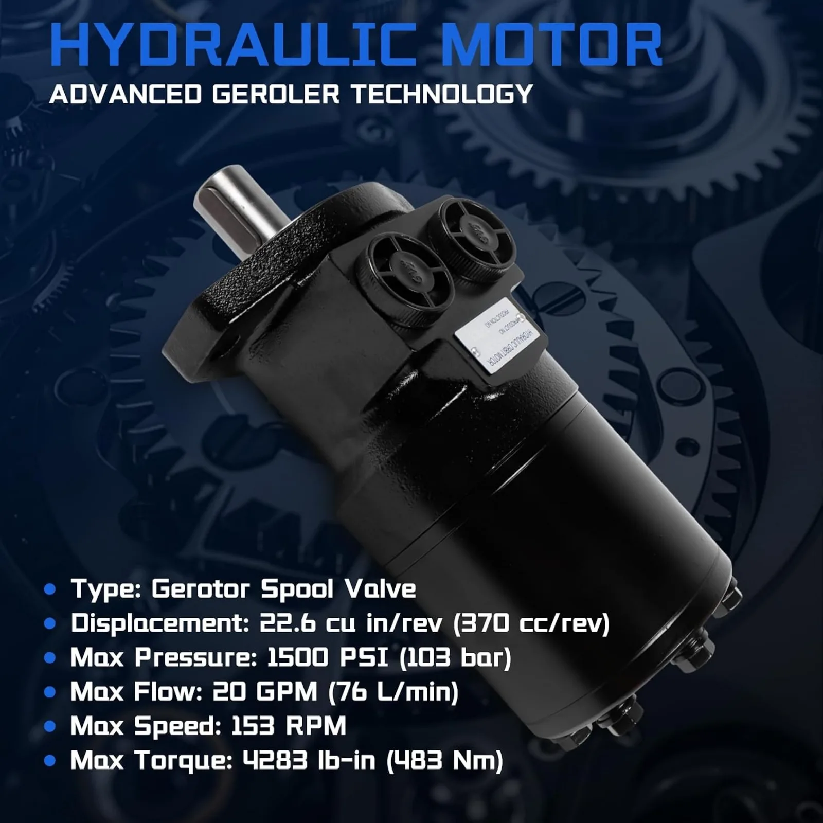 101-1032-009 Hydraulic Motor Replacement for Char-Lynn H Series, 152 RPM 3602 lb-in High Torque Low Speed Orbital Motor for