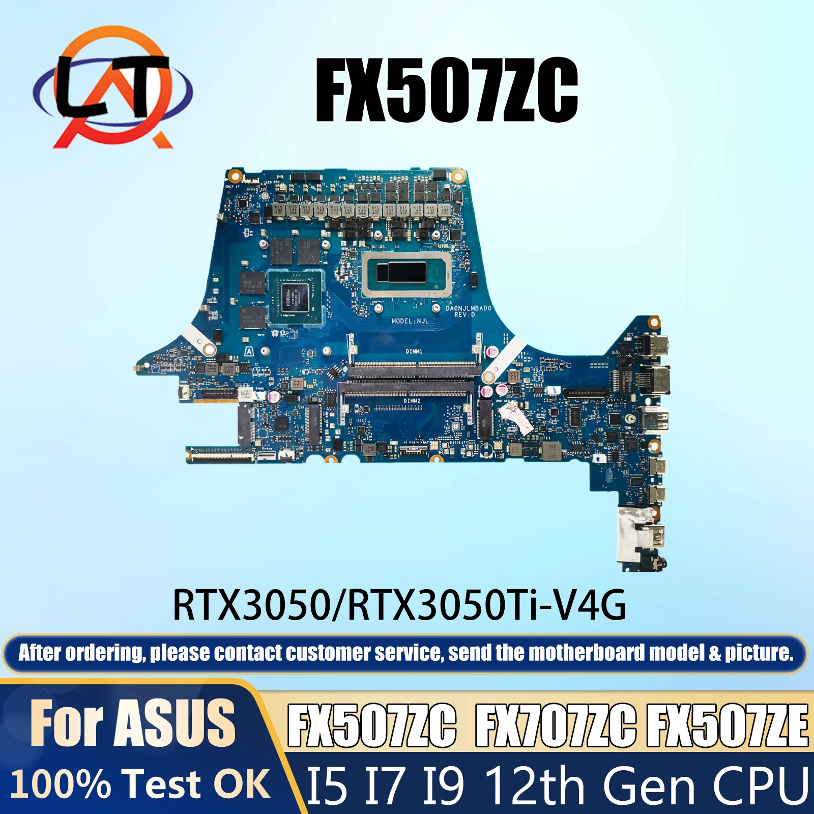 FX507ZC/FX707ZC/FX517ZC/FX717ZC/FX507ZE/FX707ZE Mainboard V4G For ASUS Laptop Motherboard RTX3050 RTX3050Ti cpu i5 17 19 12th