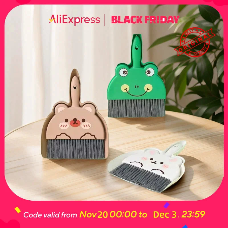 

Mini Desktop Dustpan & Brush Set - Cute Cartoon Design for Tabletop Cleaning, Small Sweeper for Crumbs, Keyboard, Countertops (2