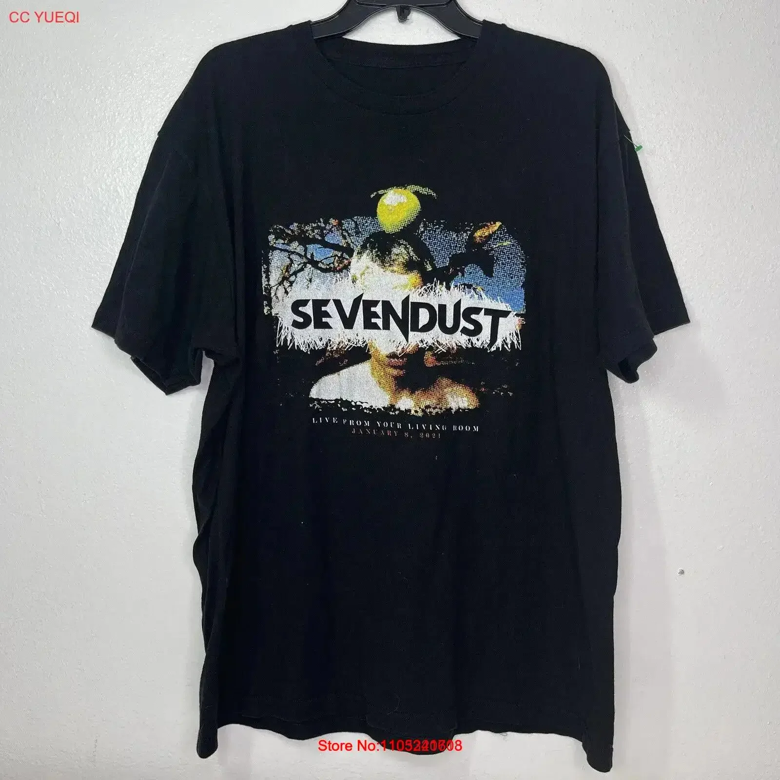 Sevendust Live From Living Room XL camiseta Metal Band Tour Rap Rock Animosity 2021 vintage lavado estirado ligeramente gráfico