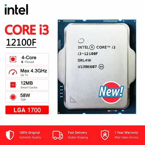 Intel Core i3 12100F OEM New CPU processor LGA 1700 , but without cooler