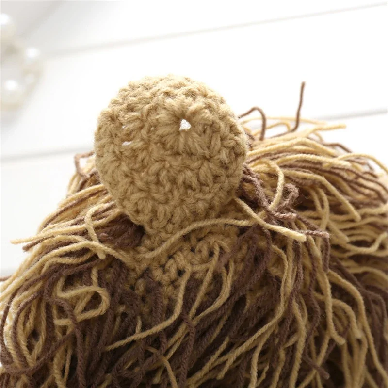 Autumn Winter Baby Wig Hat Knitted Handmade Toddler Kids Lion Hat Caps Boys Girls Cosplay Party Fun Hat Beanie Halloween