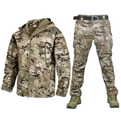 Outdoor Shark Skin Soft Shell Jacket Set for Autumn and Winter, Cold Resistant, Warm and Waterproof Outerwear