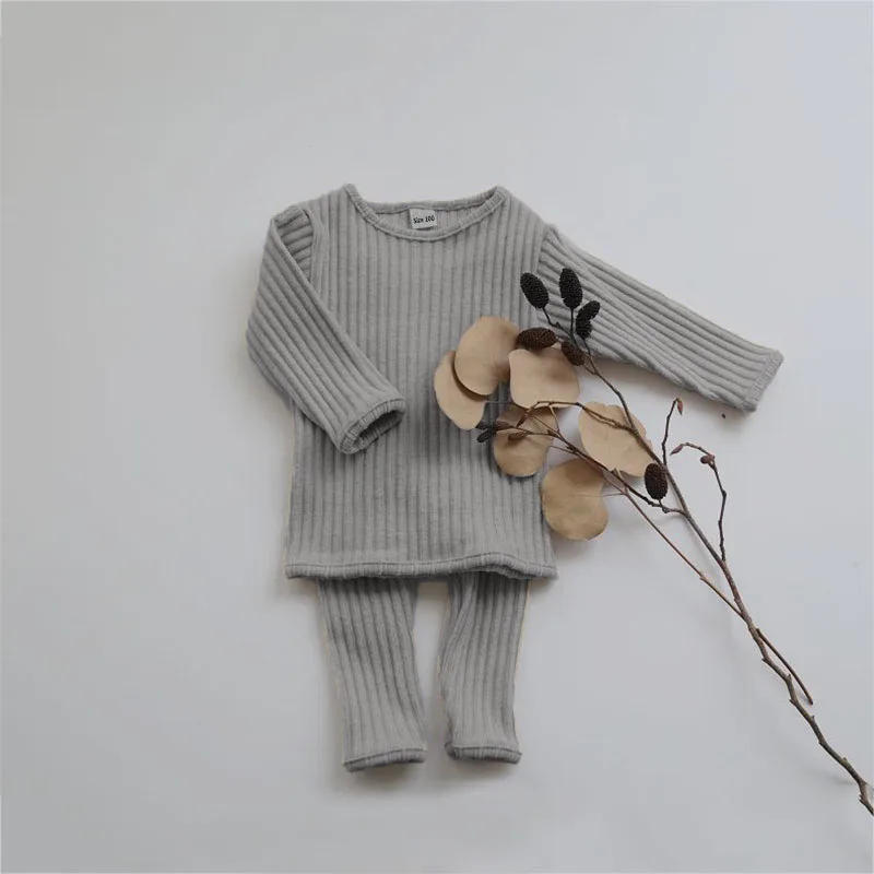 2Pcs Autumn Winter Baby Suits Toddler Boys Girls Knit Sweater Tops+ Leggings Children Kids Thermal Underwear