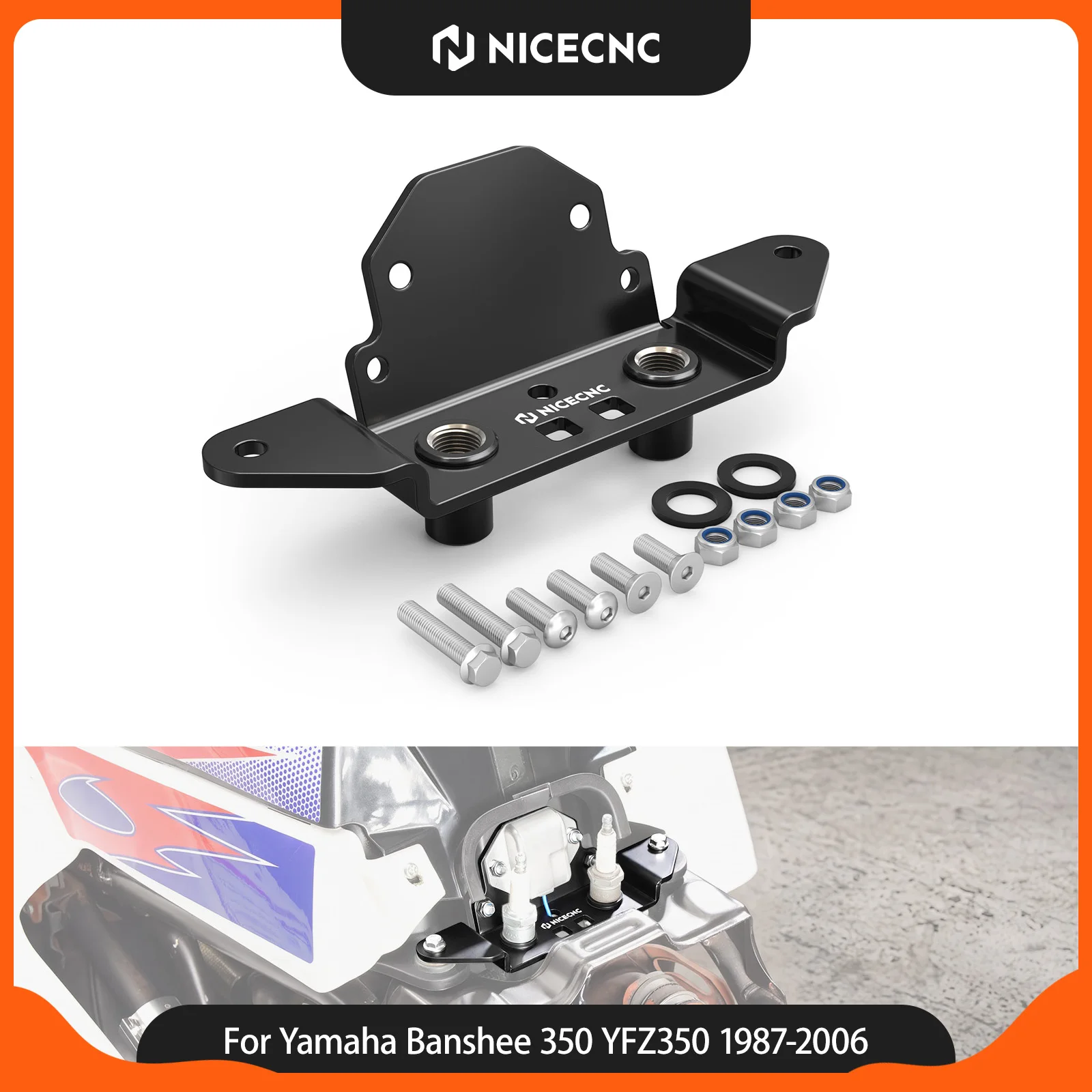 NICECNC Gas Tank CDI/VREG/KEY Relocation Bracket For Yamaha Banshee 350 YFZ350 1987-2006 WIth Spark Plug Holders ATV Accessories
