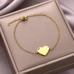 Stainless Steel Bracelets Romantic Heart Pendant Aesthetic Chain Y2K Ladies Korean Fashion Bracelet For Women Jewelry Party Gift