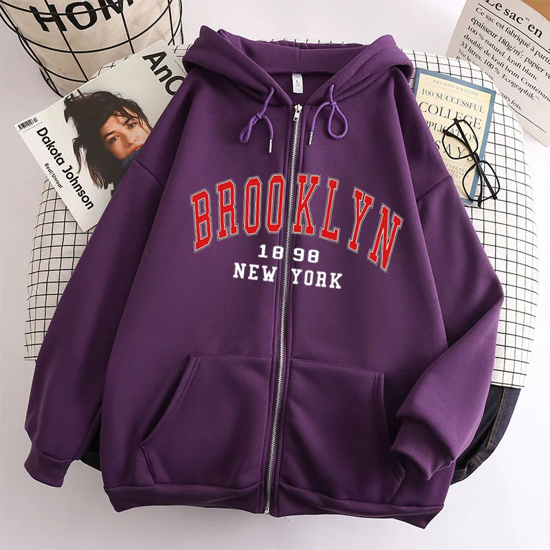 2022 Trend New BROOKLYN NEW YORK Gothic Zipper Y2K Men/ Women Hoodie Punk Fashion Personality Sweatshirt Unisex Streetwear Top