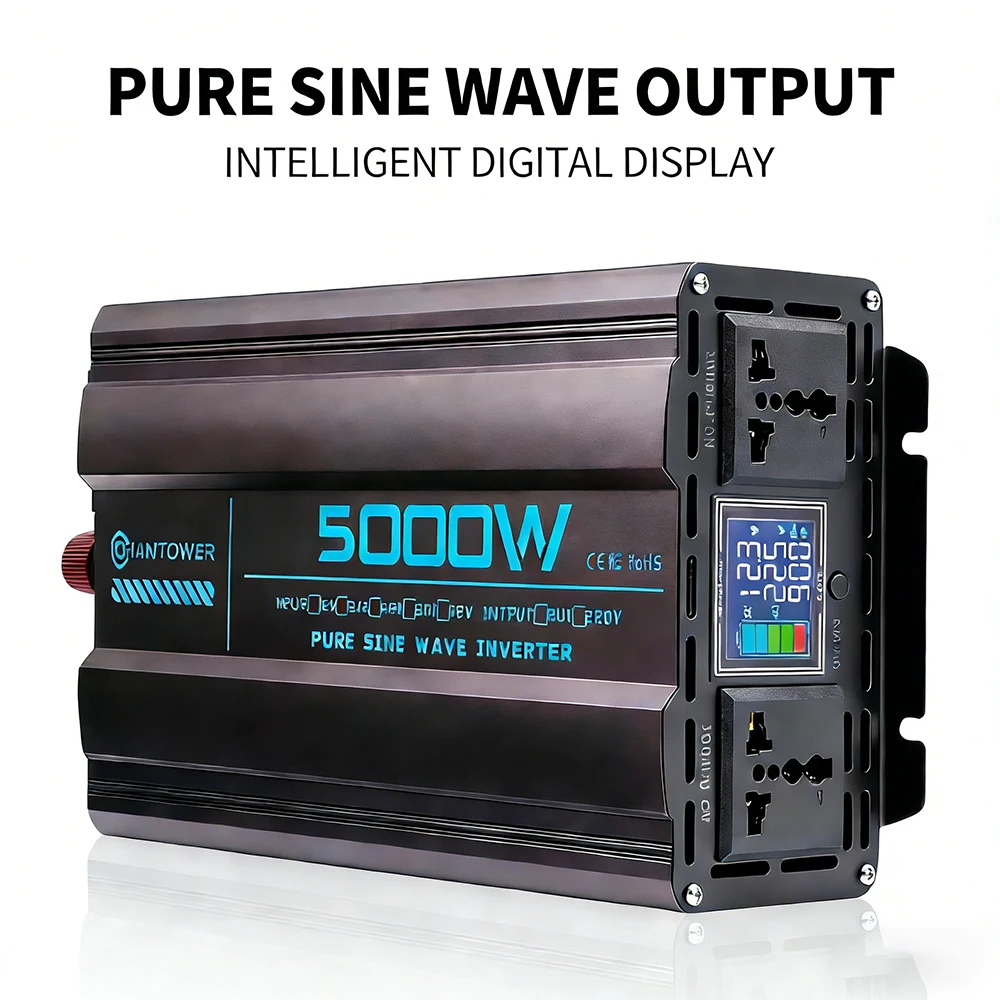 

Pure Sine Wave Inverter DC 12V 24V 48V 60V to AC 220V 50Hz/60Hz 2000W-5000W Solar Car Power Inverter Converter Universal Voltage