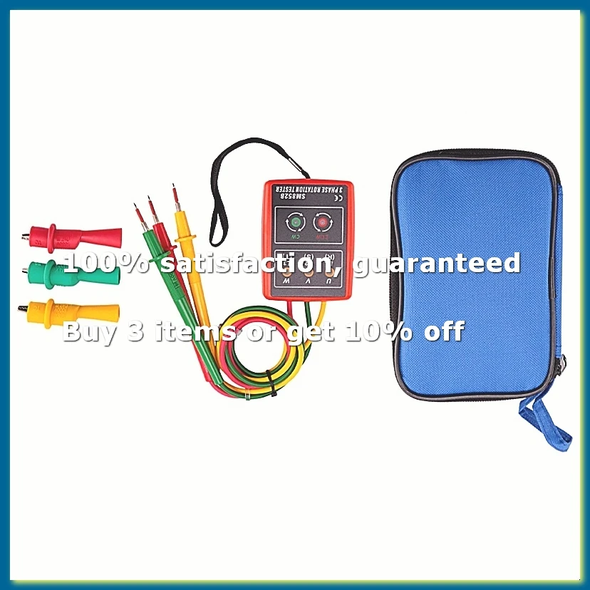 New 3 Phase Sequence Rotation Tester Indicator Detector Meter LED Buzzer with Portable Pouch TD-LED02-DT30