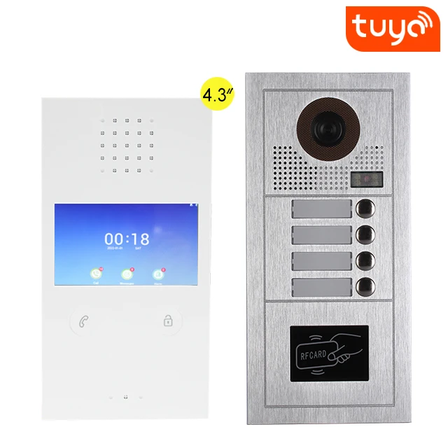 4,3 Zoll Tuya Intercom Entry System, Video Tür Telefon Unterstützung Remote App Alarm, Überwachung iOS Android App verfügbar Inter phone