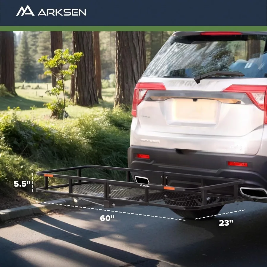 حامل بضائع وصلة 60 × 23 × 5.5 بوصة مع شبكة شحن وأشرطة بسقاطة بسعة 500 رطل لشاحنة بيك اب وسيارات مثالية