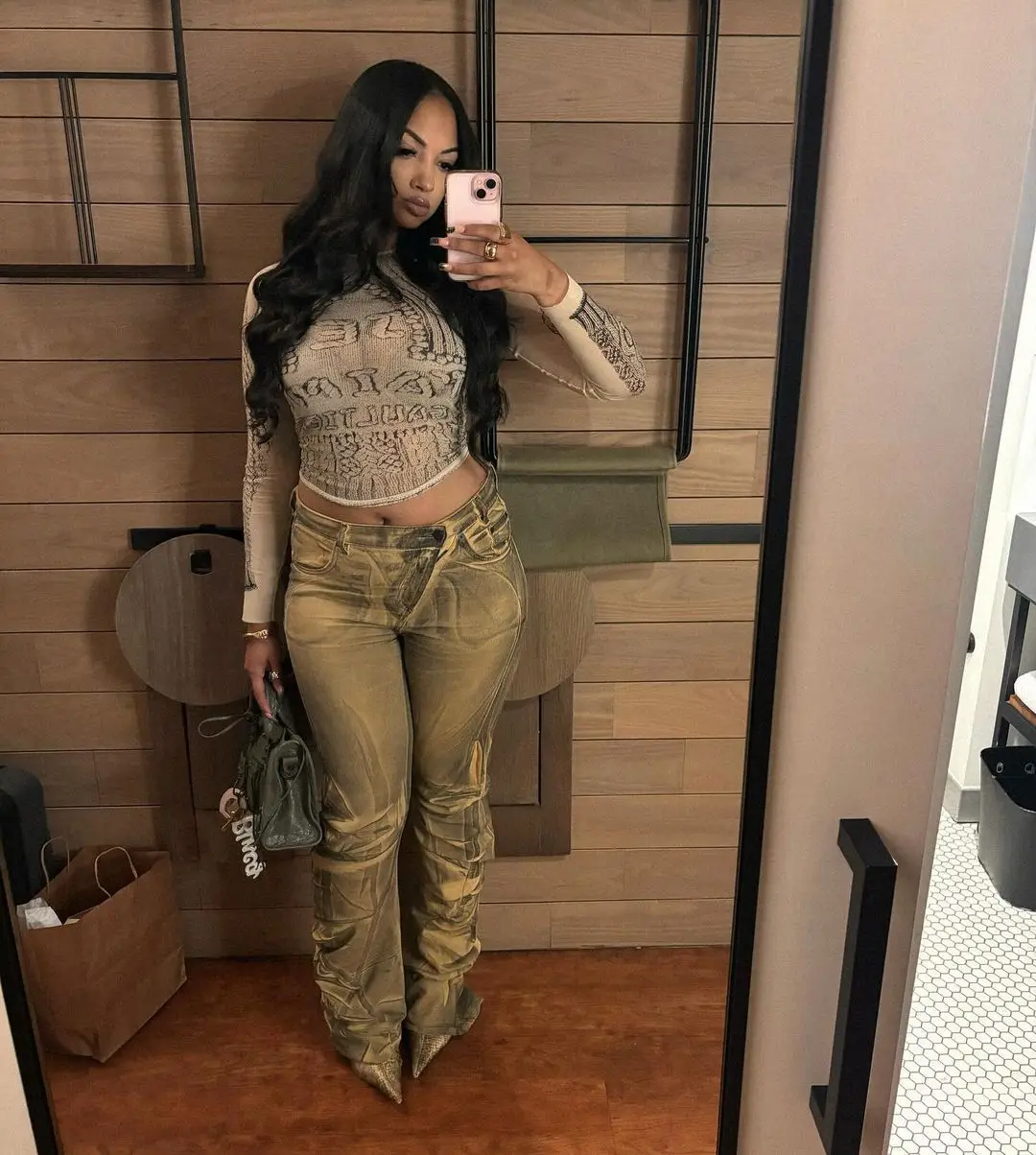 STYLISH LADY Y2K Vintage Cable Print Mesh Crop Top 2026 Summer Women Long Sleeve See Through Slim Club Street Cropped T Shirt