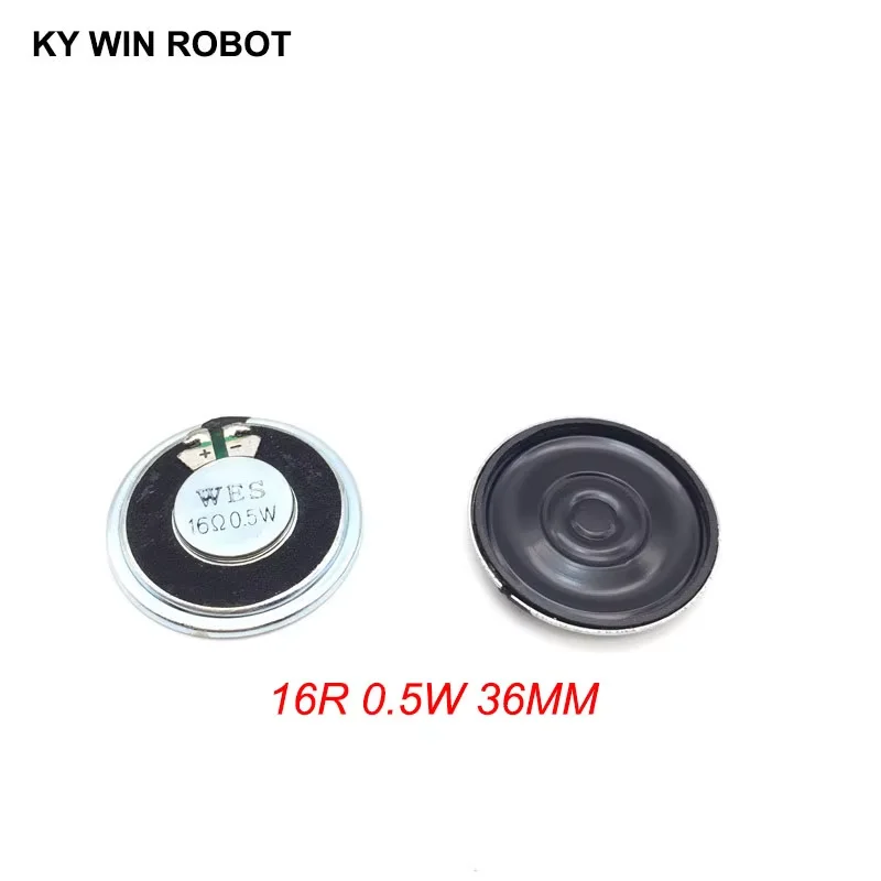 

2pcs/lot New Ultra-thin speaker 16 ohms 0.5 watt 0.5W 16R speaker Diameter 36MM 3.6CM thickness 5MM