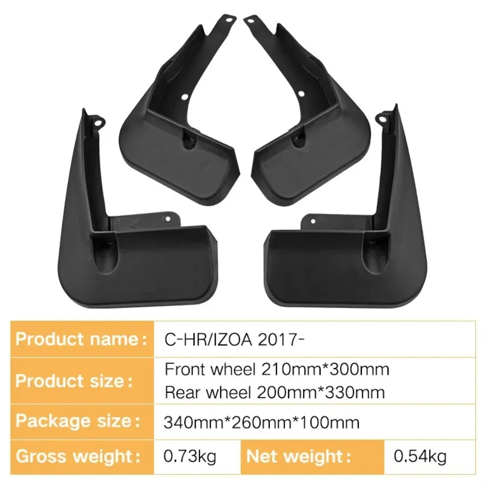 4 Uds guardabarros para Toyota C HR accesorios 2016-2022 IZOA CHR CH-R AX10 AX50 guardabarros de coche protectores contra salpic
