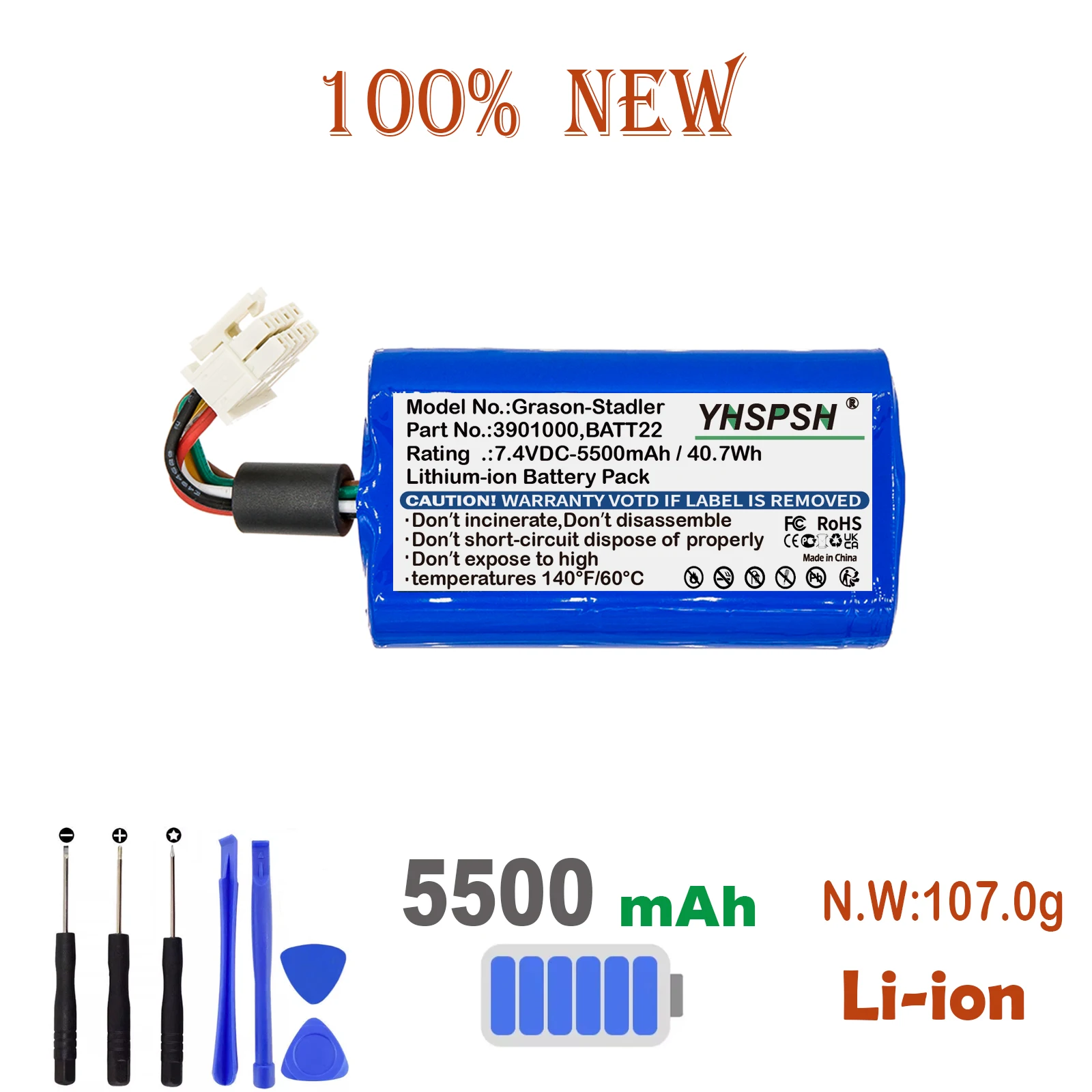5500mAh Medical Battery For Welch-Allyn:901000 BATT22 OM11878 TM78370 Connex Spot Monitor Grason-Stadler Protocol Connex Spot