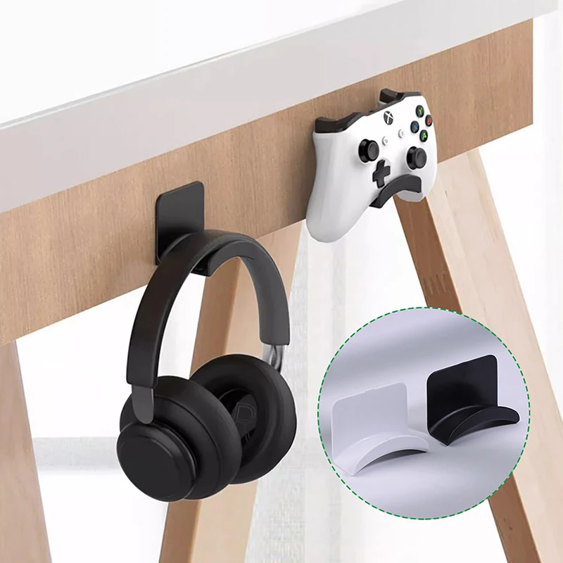 3Pcs Universal Wall Mount Hanger Headset Rack Under Desk Holder Support Headphone Stand Adhensive Plastic For Earphone Bracket