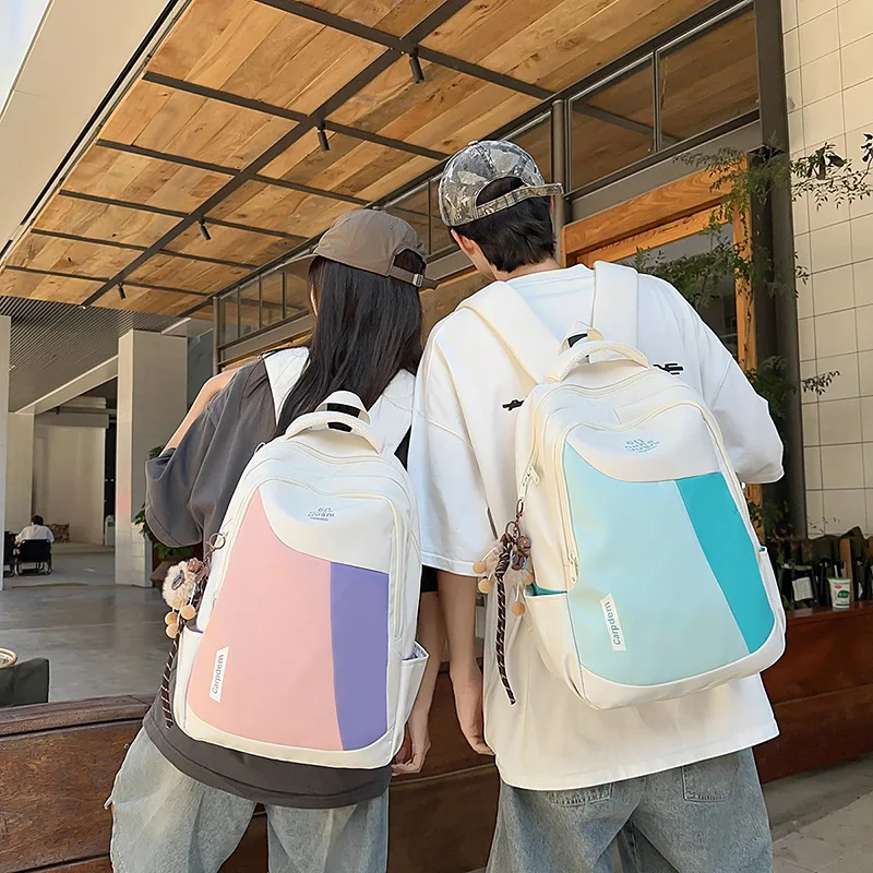 high-capacity-school-backpack-for-junior-and-high-school-students-laptop-bag-simple-color-contrast-double-shoulder-bag