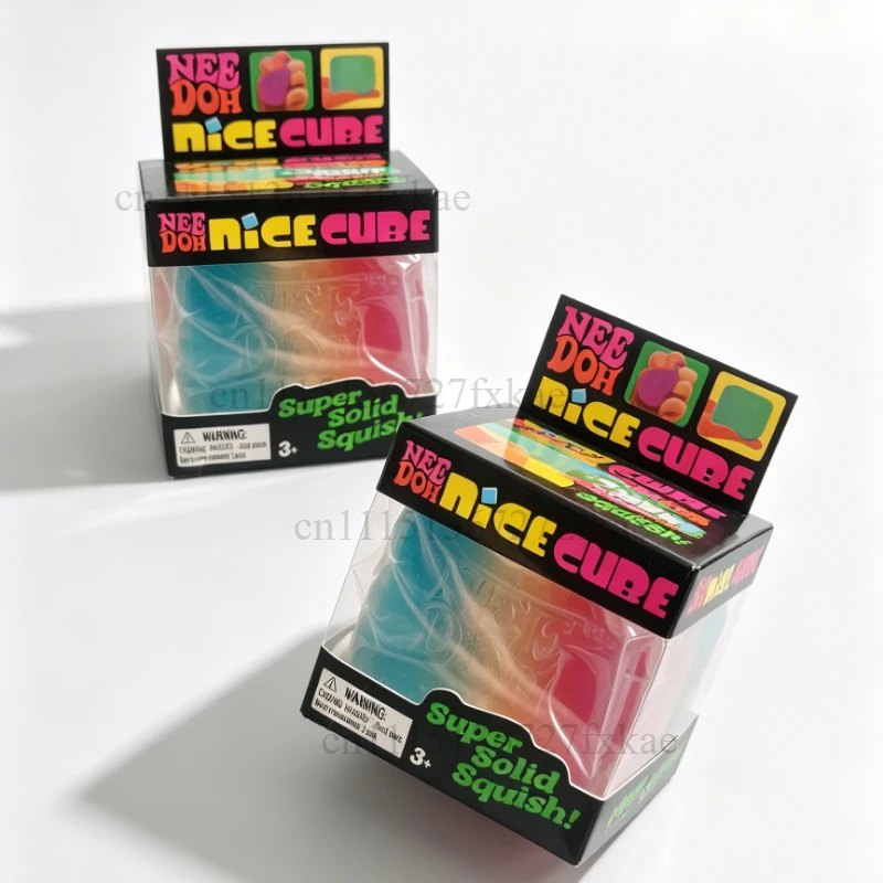 Schylling Nee Doh Rainbow Color Cube Squishy Sensory Fidget Toy Fingertip Release Stress Relief Surprise Blind Box Decor Present
