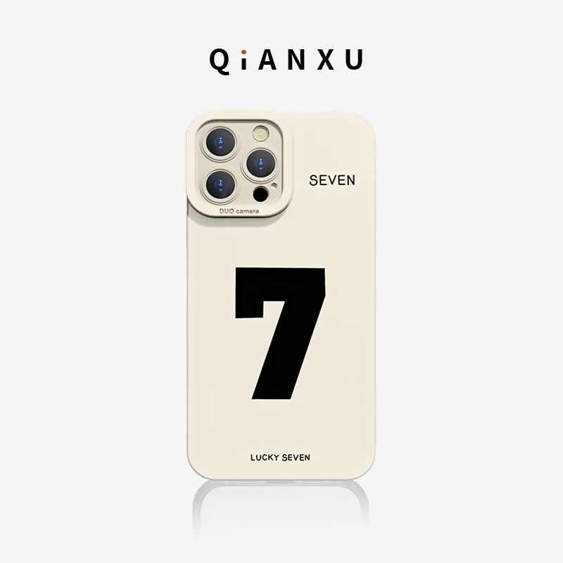 

Lucky Number 7 Silicone Phone Case for 15Promax New Style 14 Liquid 13 Couple Creative 12 Simple iPhone 15 pro Protecti...